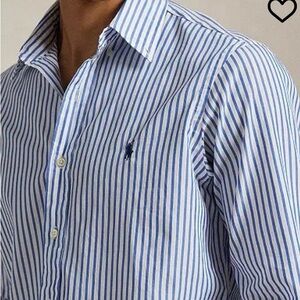 Ralph Lauren Blue and White Vertical Stripe Dress Shirt